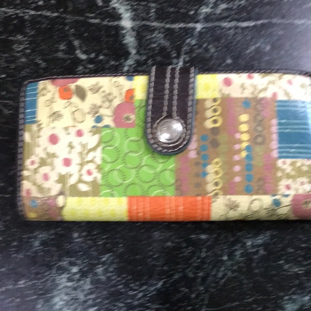 Fossil Green and Blue Patchwork Wallet